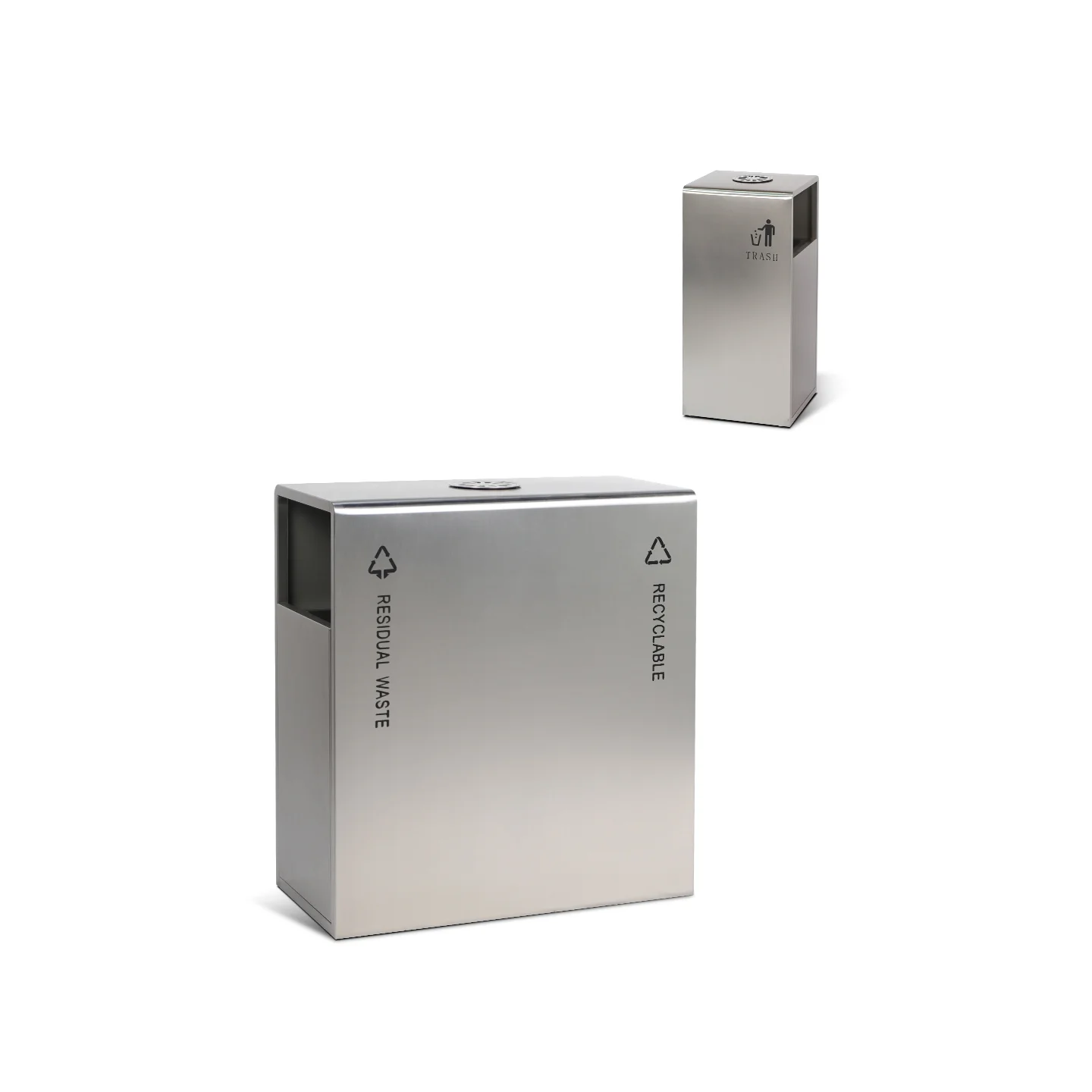 single and dual-compartment stainless steel indoor recycling bins - GX-28