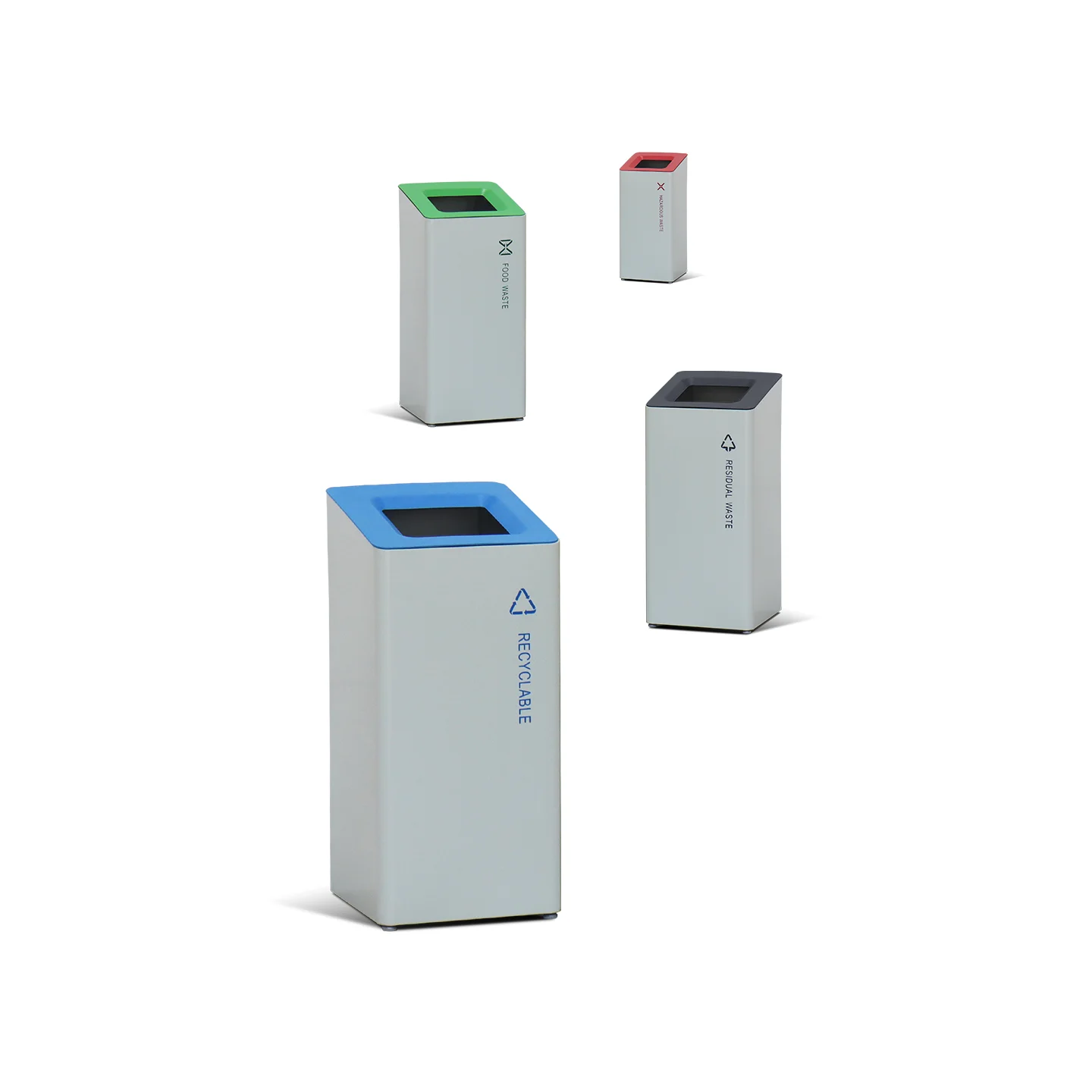set of 50L color-coded indoor recycling bins -GB-37